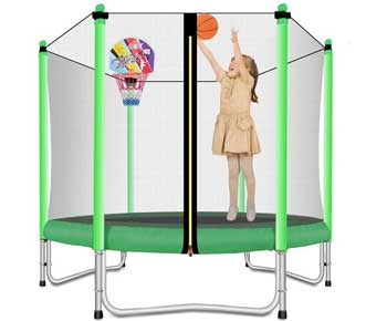 Lovely-Snail-Trampoline-with-Basketball-Hoop-Trampoline-for-Kids-5-Feet